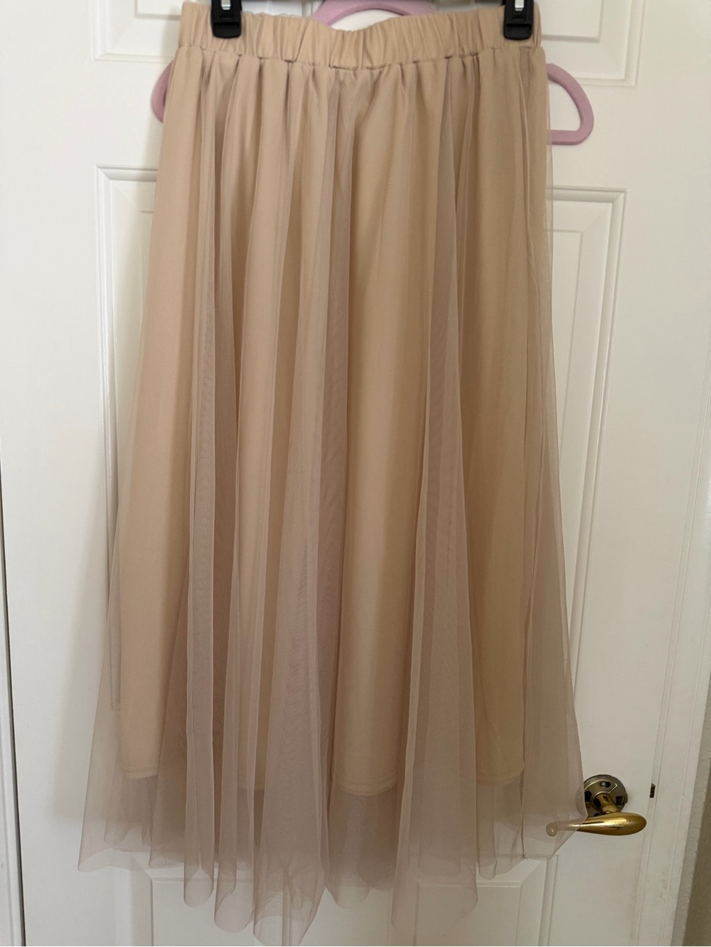 Naked Zebra Nude Beige Maxi Tulle Skirt